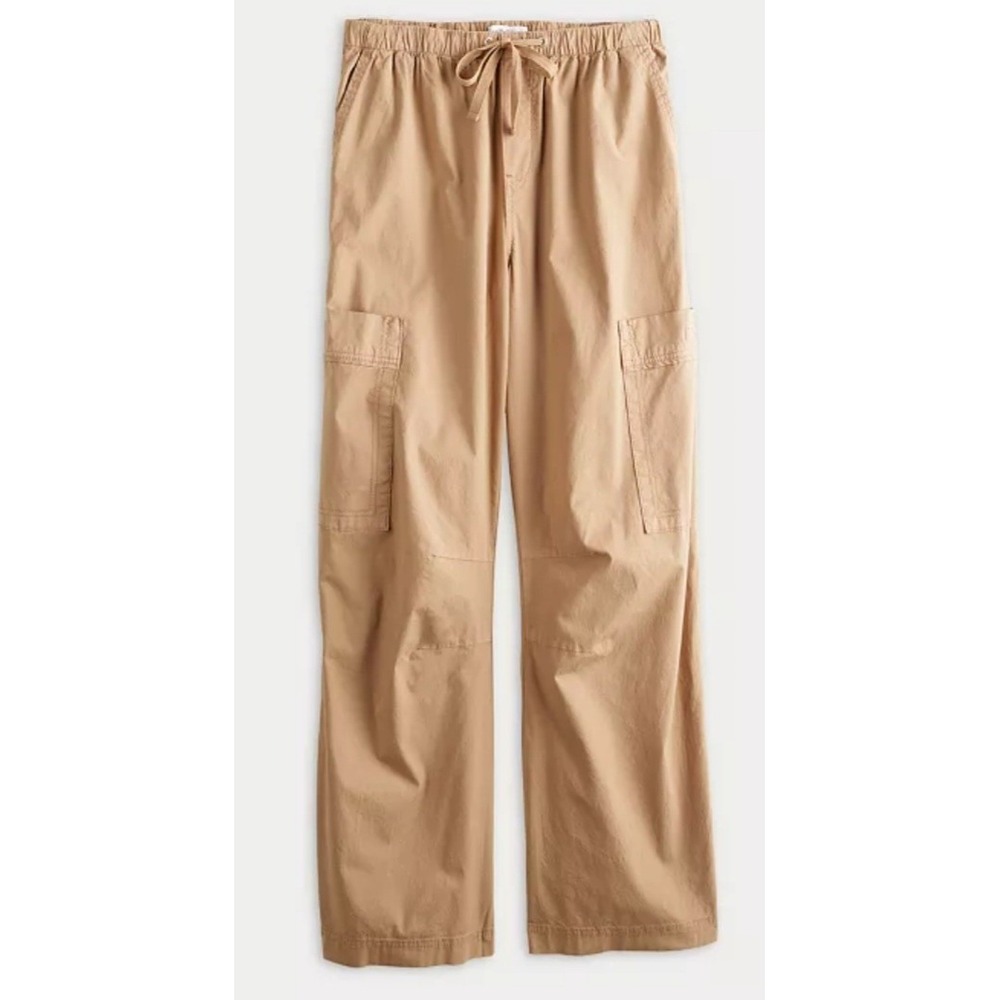 Vanilla Star Womens Tan Khaki Wide Leg Cargo Pants Size M Drawstring